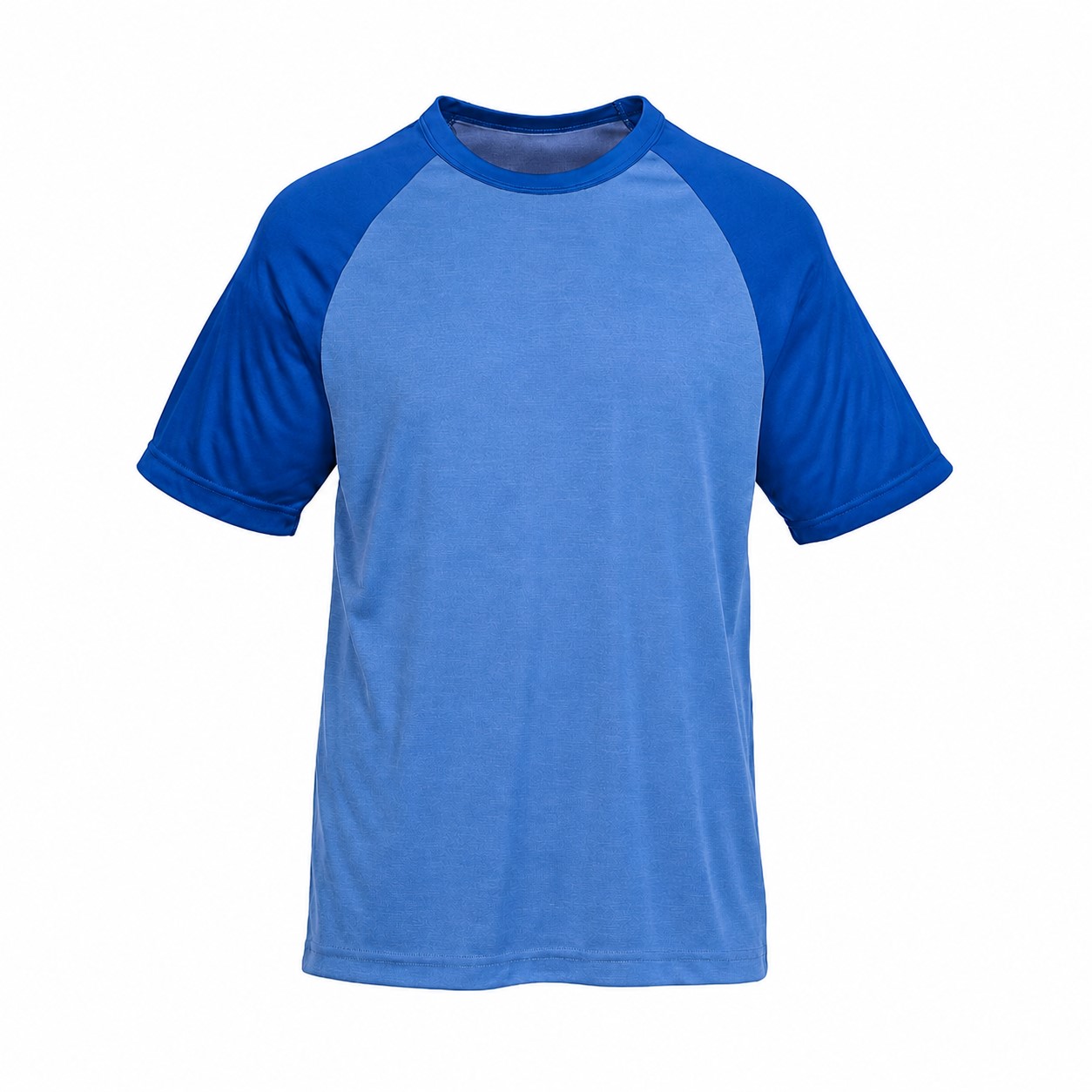 Colorblock Polyester Raglan Shirt — Blue