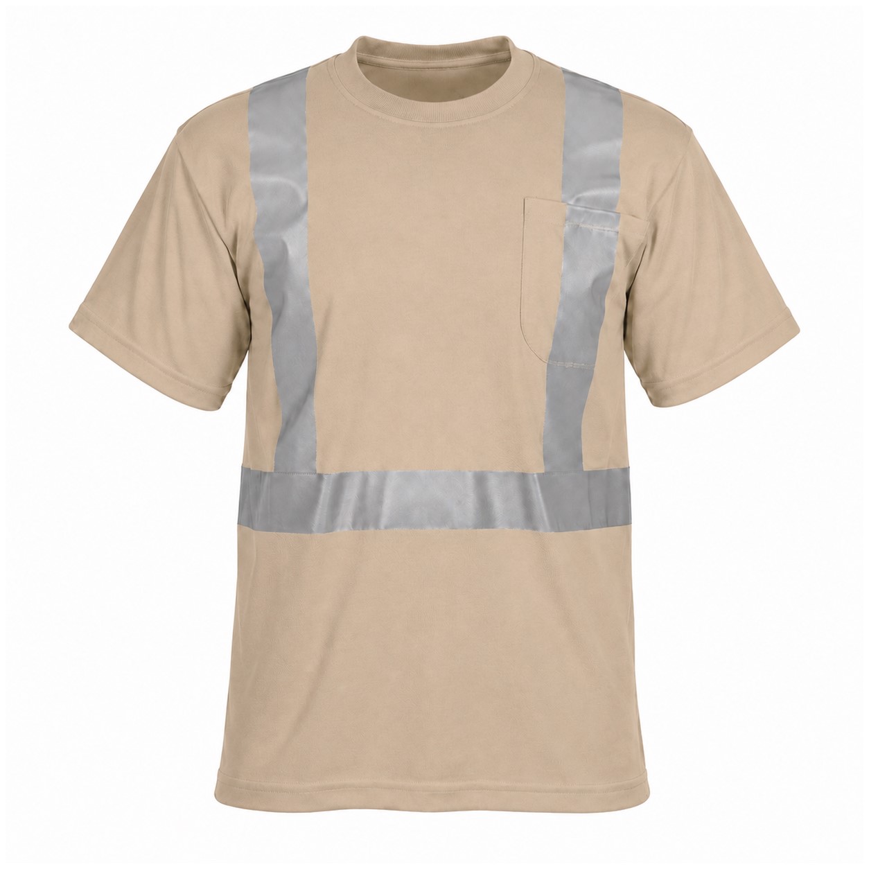 Reflective Pocket Polyester Safety Shirt — Beige