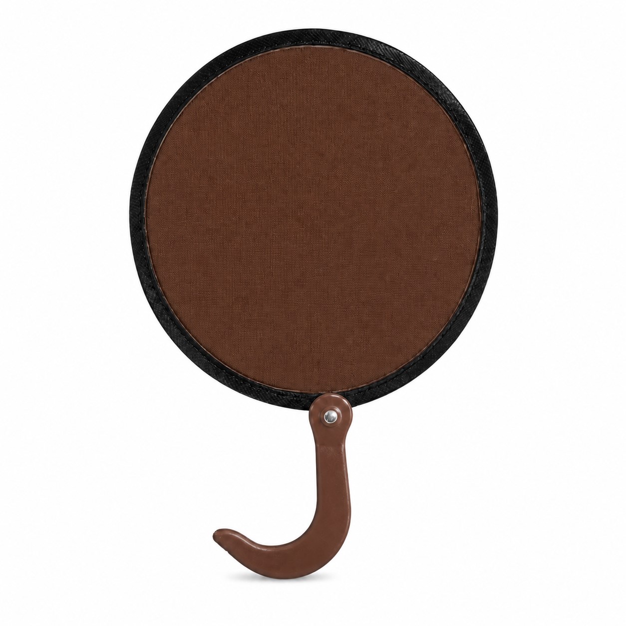 Round Twist Frame Nylon Hand Fan — Brown