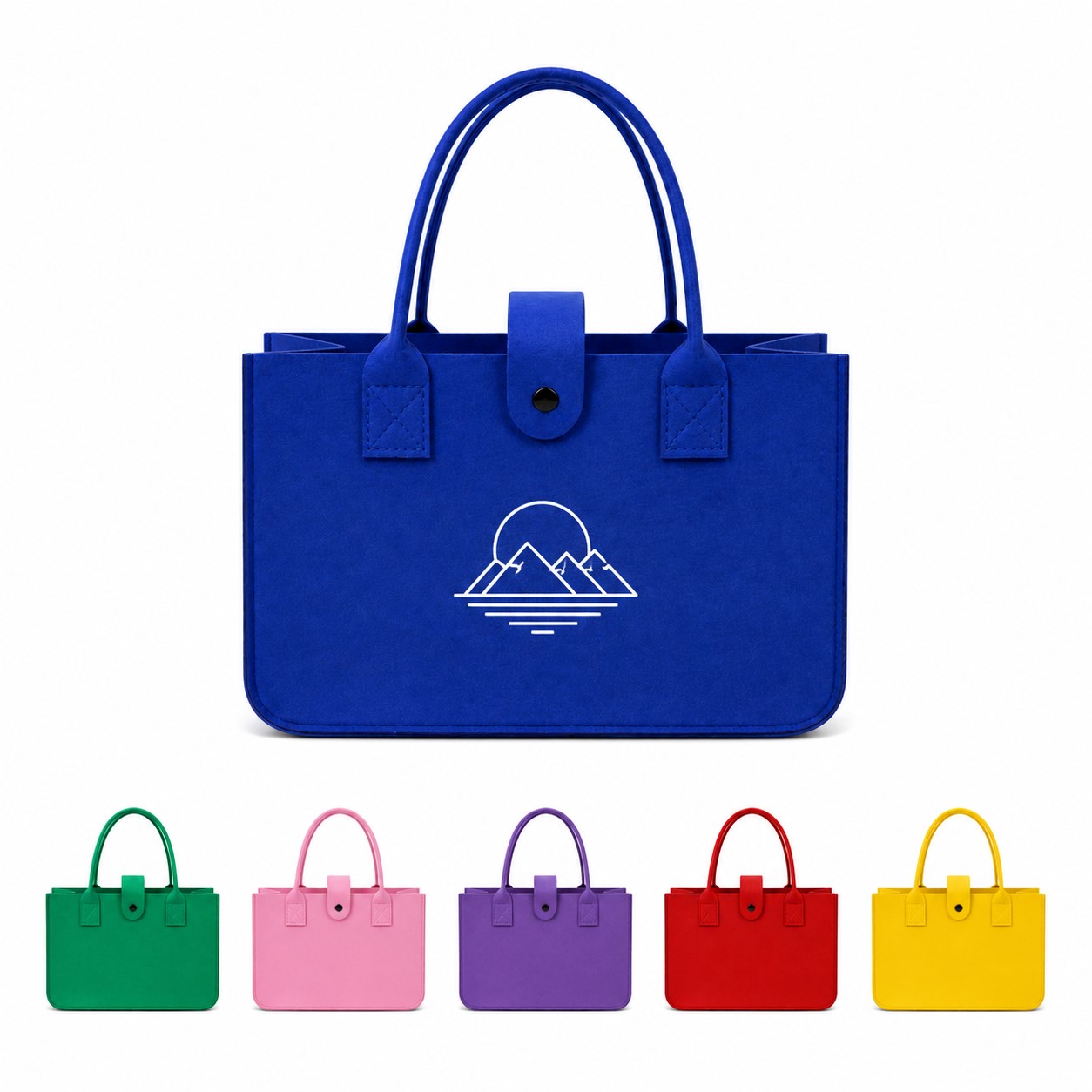 Felt Tote Bag With PU Leather Handles