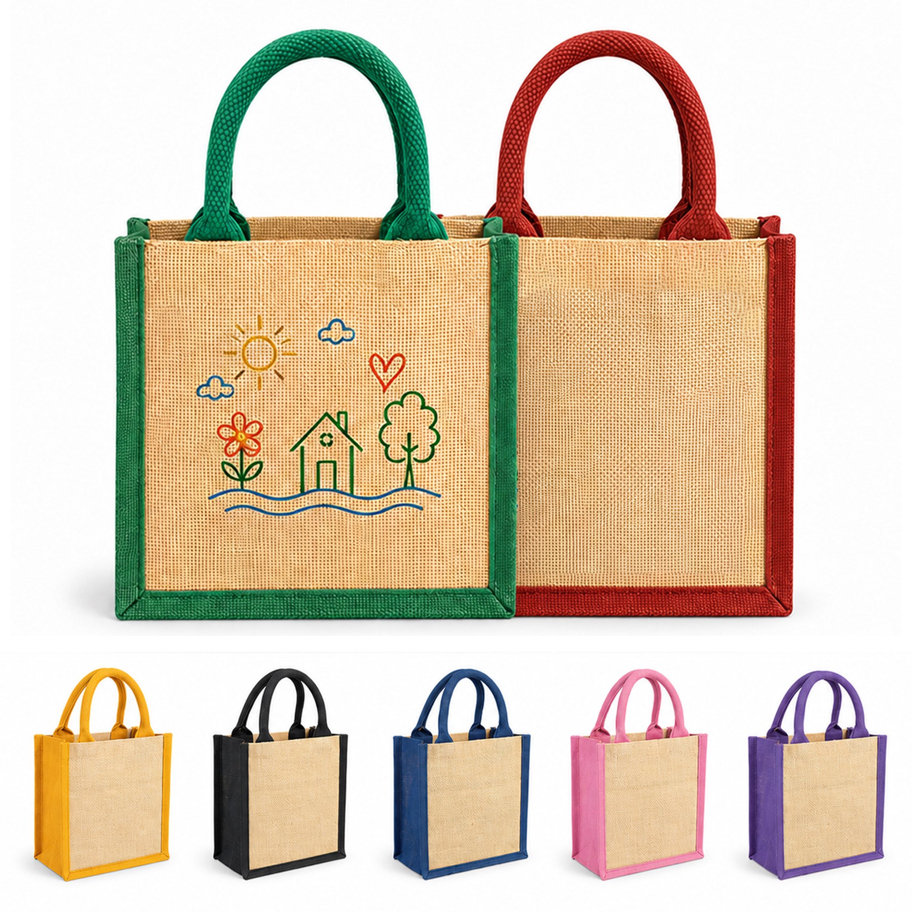 Sturdy Handle Burlap Fiber Tote Bag