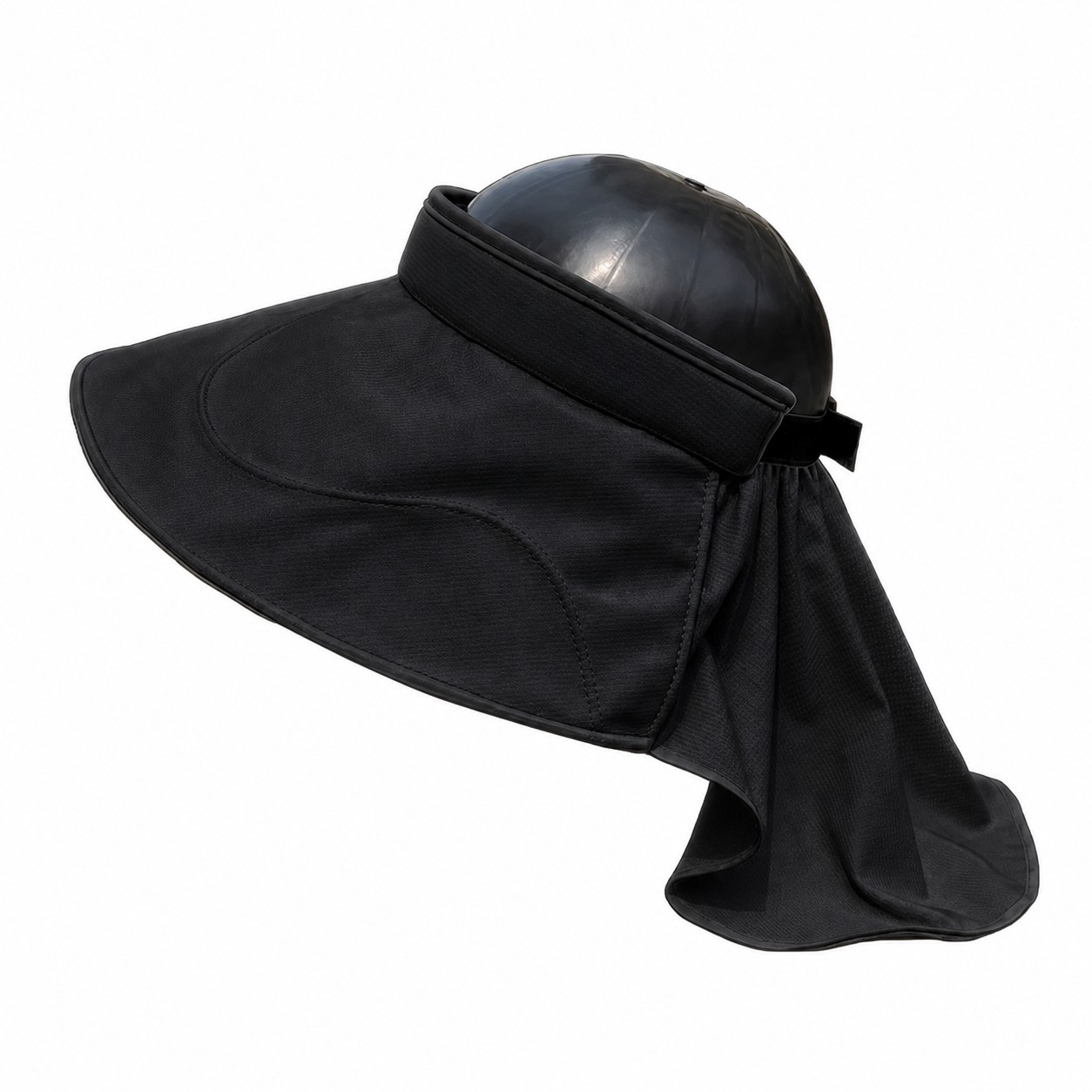 Polyester Cotton Shell Drape Visor — Black