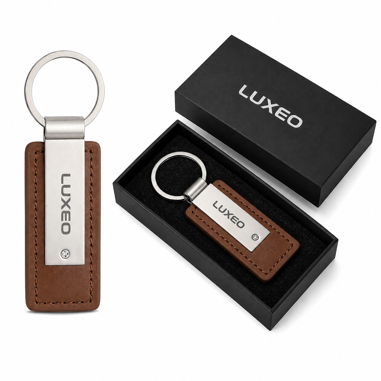 Rectangular PU Leather Keychain