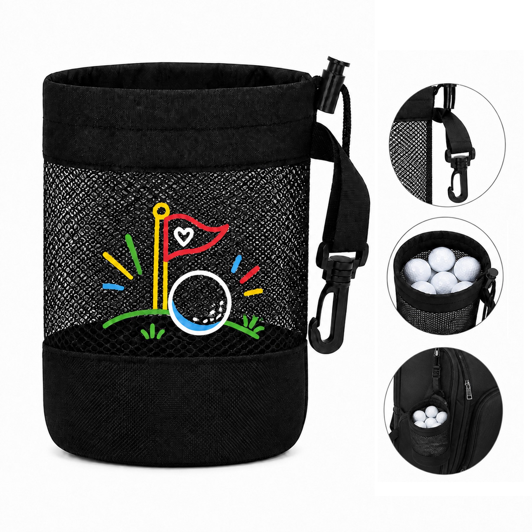 Nylon Mesh Golf Ball Drawstring Pouch
