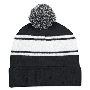 Two Tone Pom Cuff Beanie — view 2