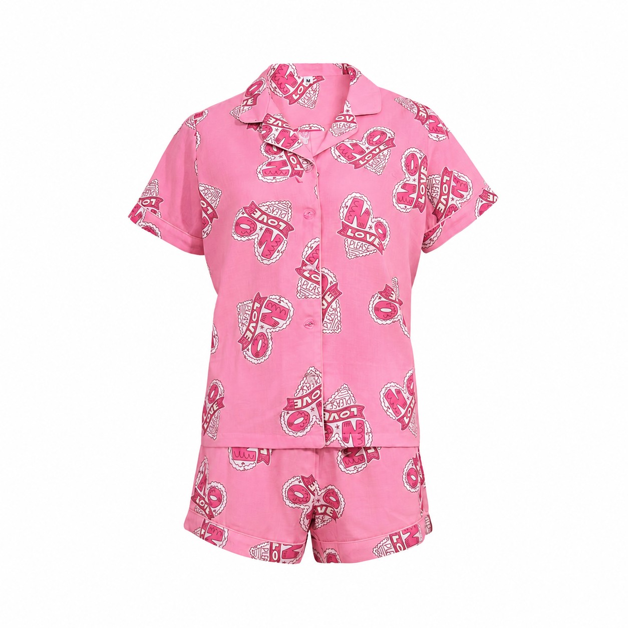 Cotton Pajama Shorts Set — Pink