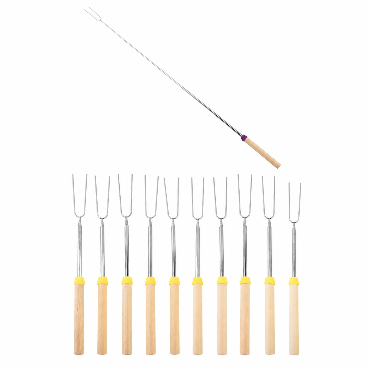 Five Piece Telescopic Roasting Fork Set — Yellow