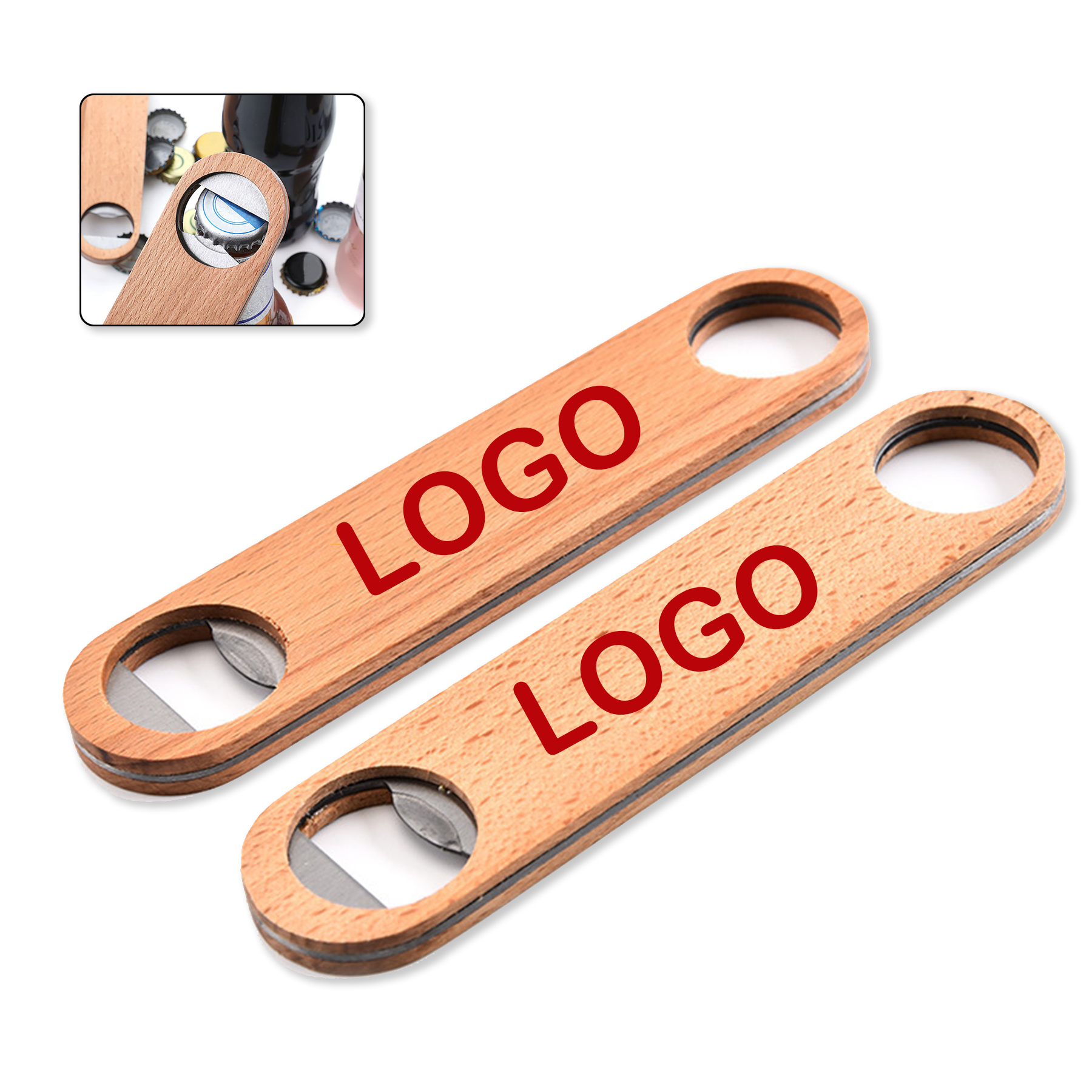 Long Handle Wooden Bottle Opener