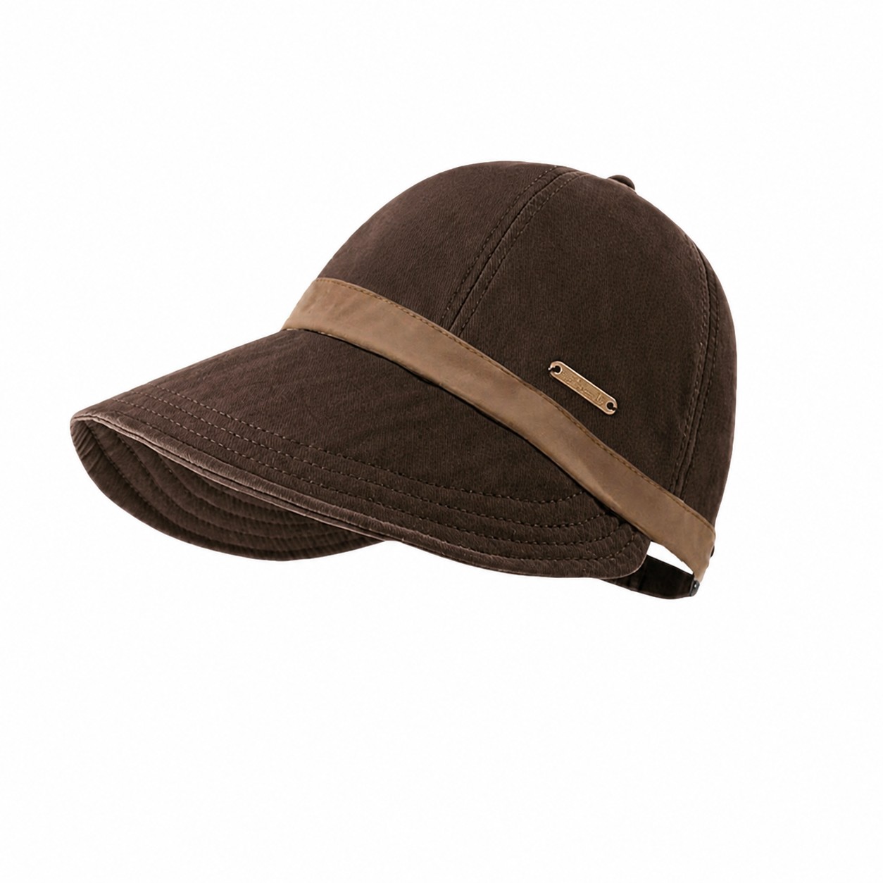 Polyester Contrast Band Baseball Cap — Coffee Brown