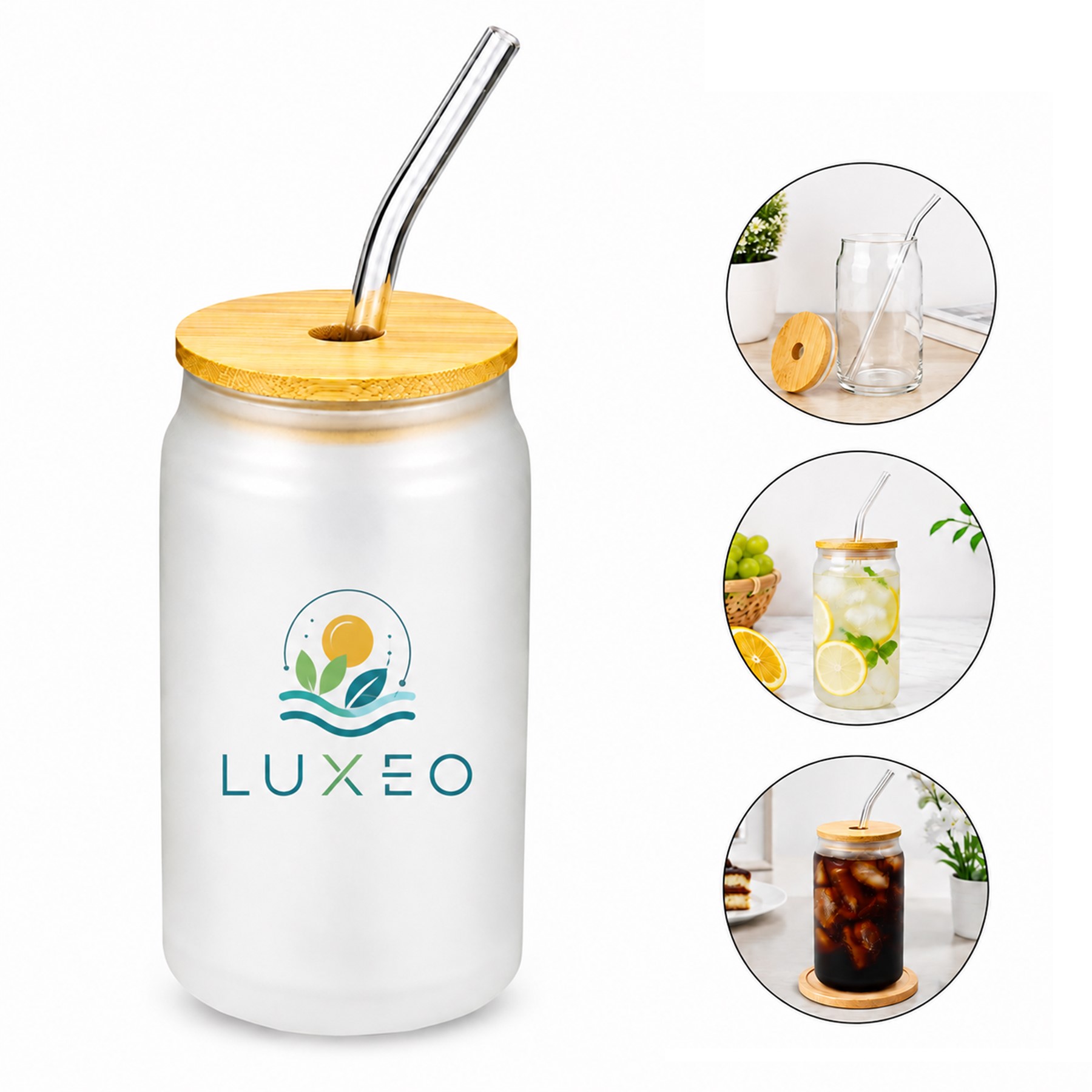 Can Shaped Glass Cup With Bamboo Lid