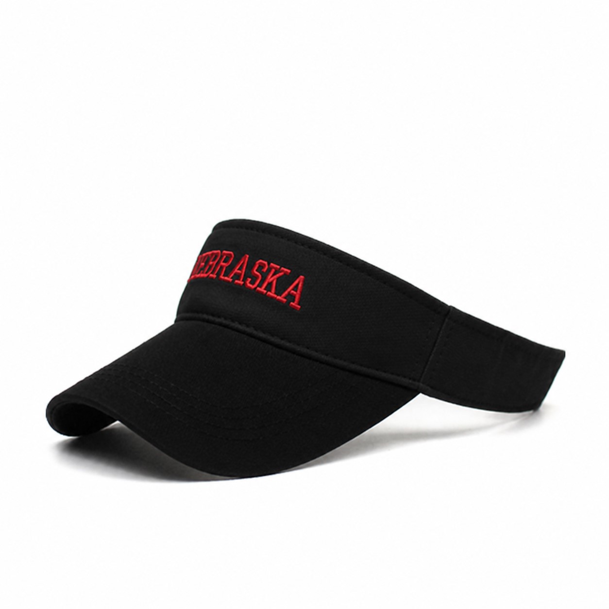 Cotton Open Top Visor Cap — Black