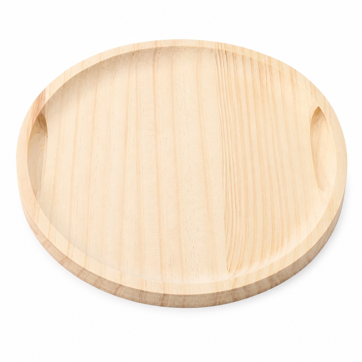 Round Pine Wood Serving Tray — view 2