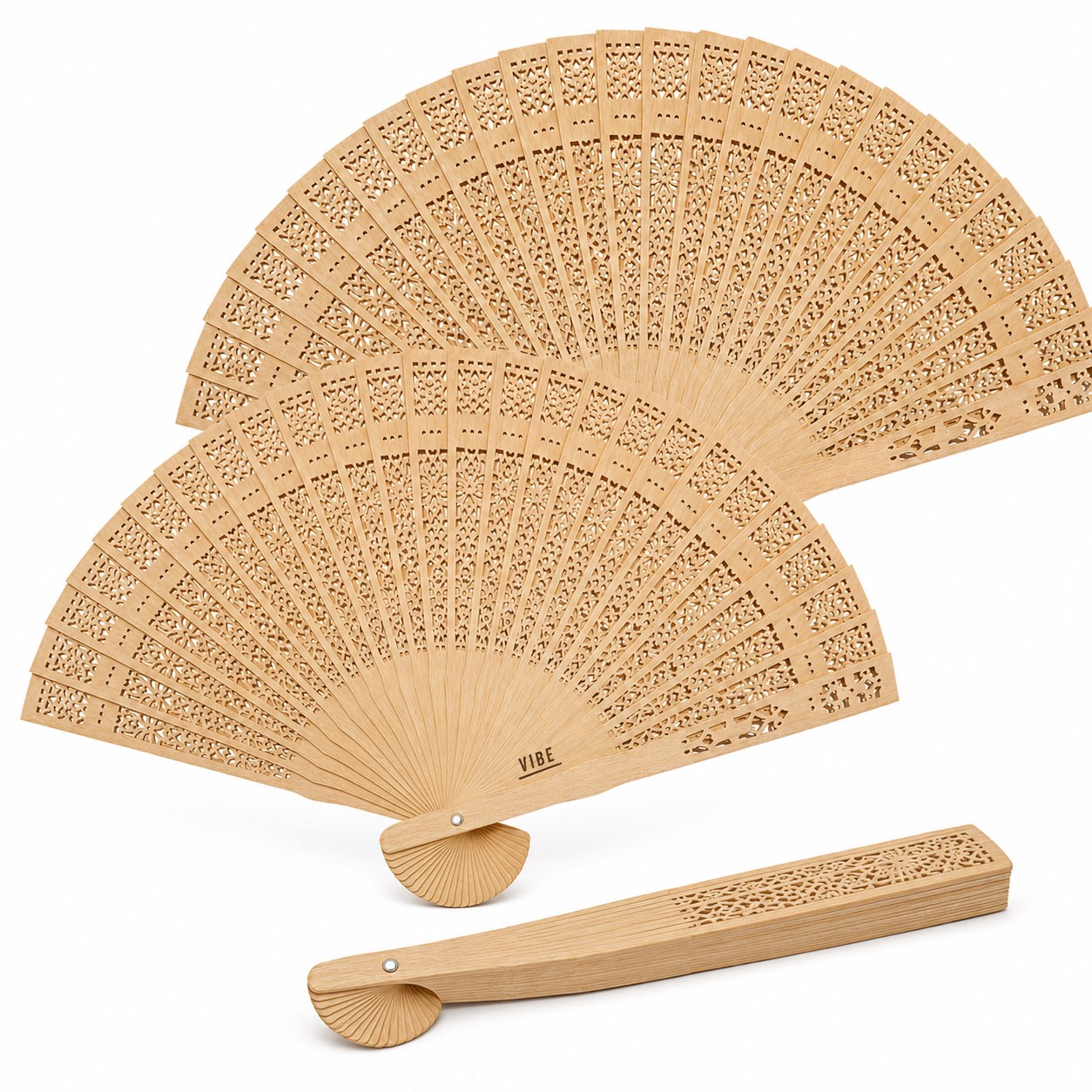Openwork Wood Folding Hand Fan