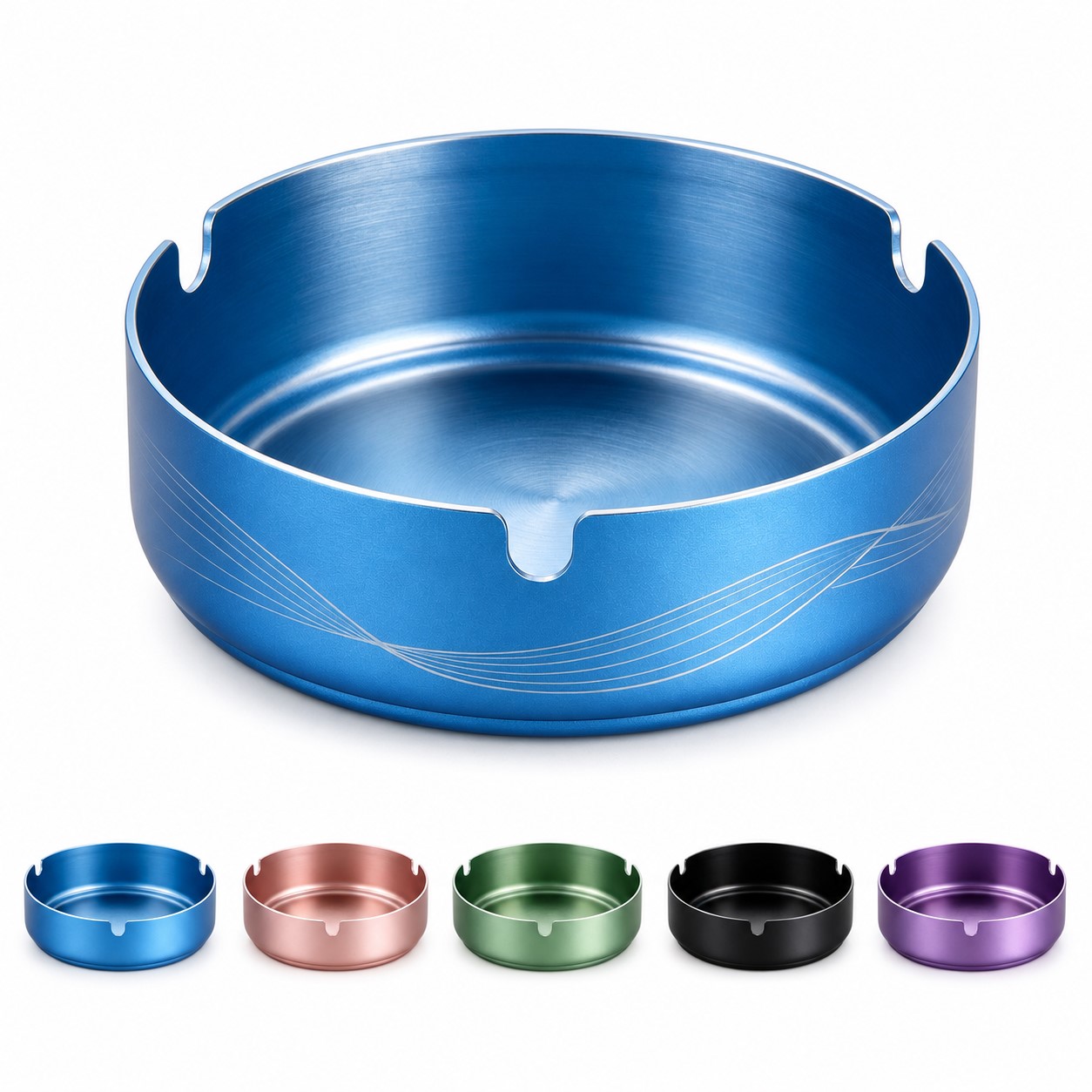 Round Stainless Steel Ashtray With Rim Rests