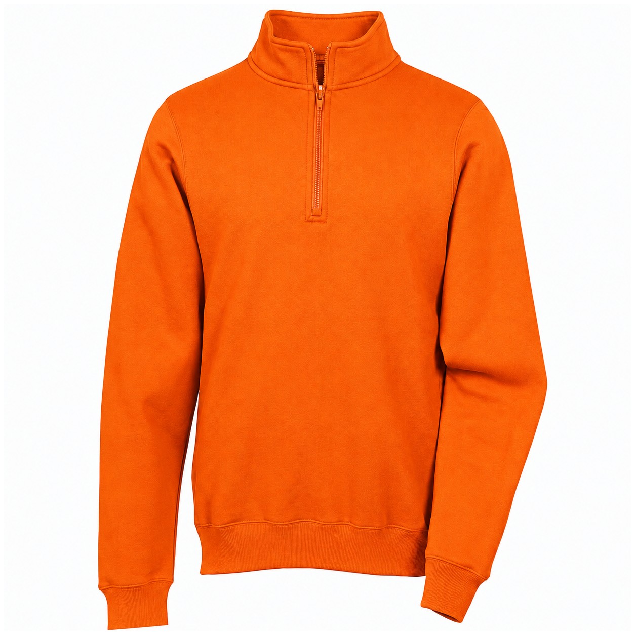 Cotton Polyester Quarter Zip Fleece Pullover — Orange