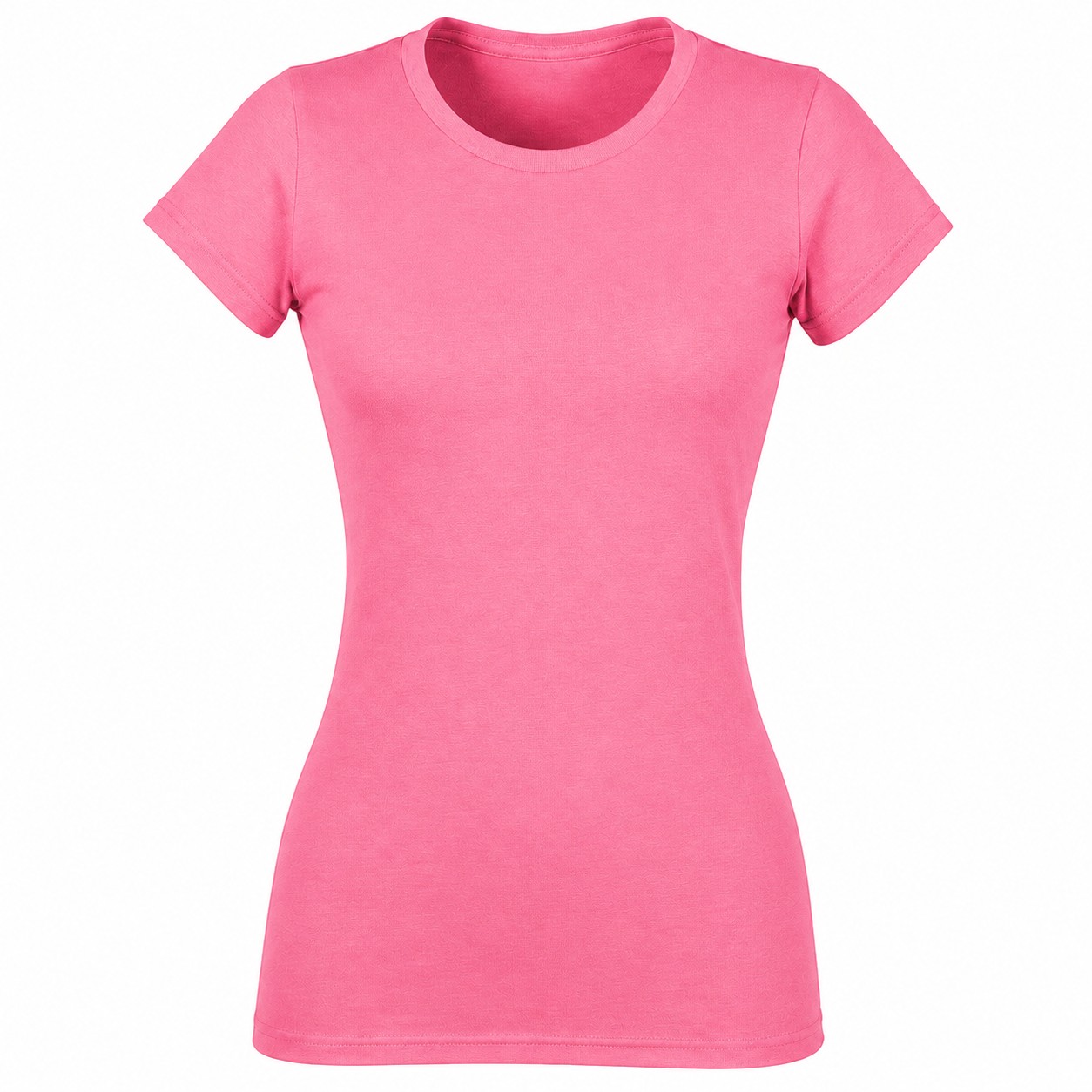 Fitted Ladies Cotton Crewneck Tee — Pink