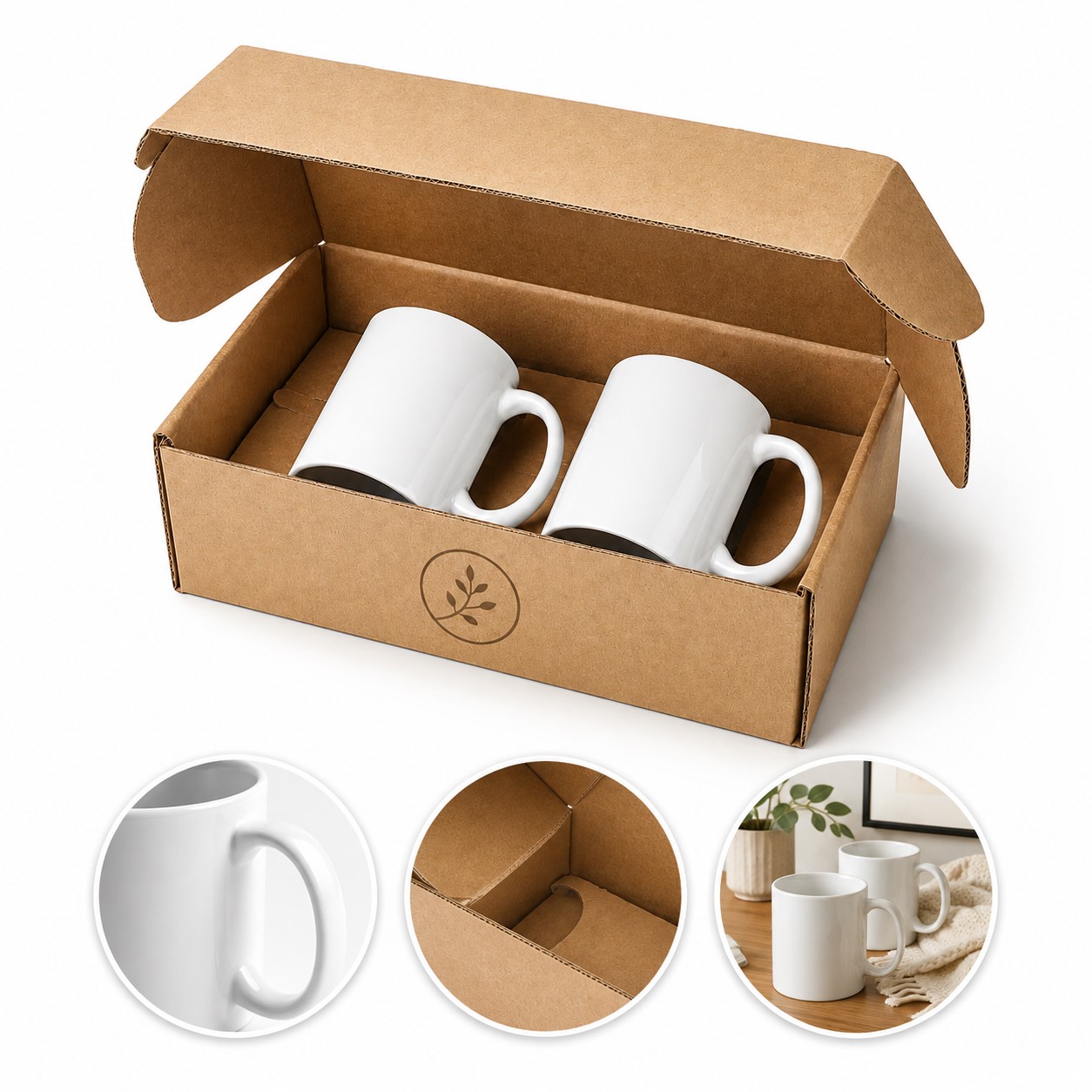 Boxed Ceramic Mug Pair With Fitted Inserts