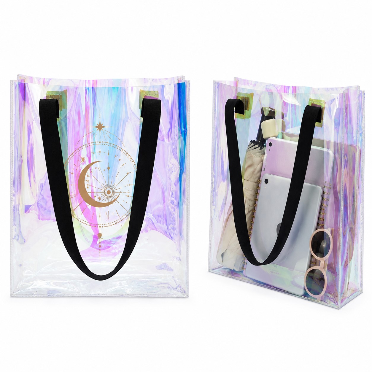 Iridescent Clear PVC Shoulder Tote Bag