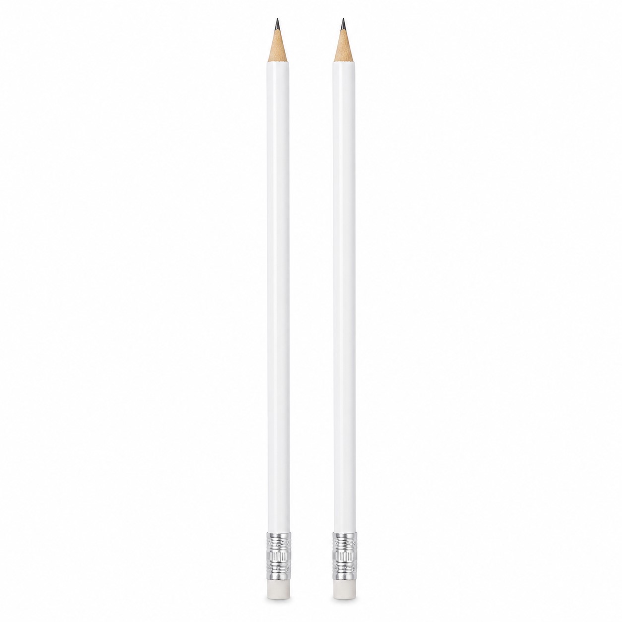 White Wood Pencil With Eraser — view 2