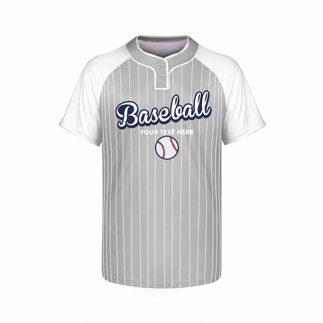 Two-Button Polyester Baseball Jersey — Silver