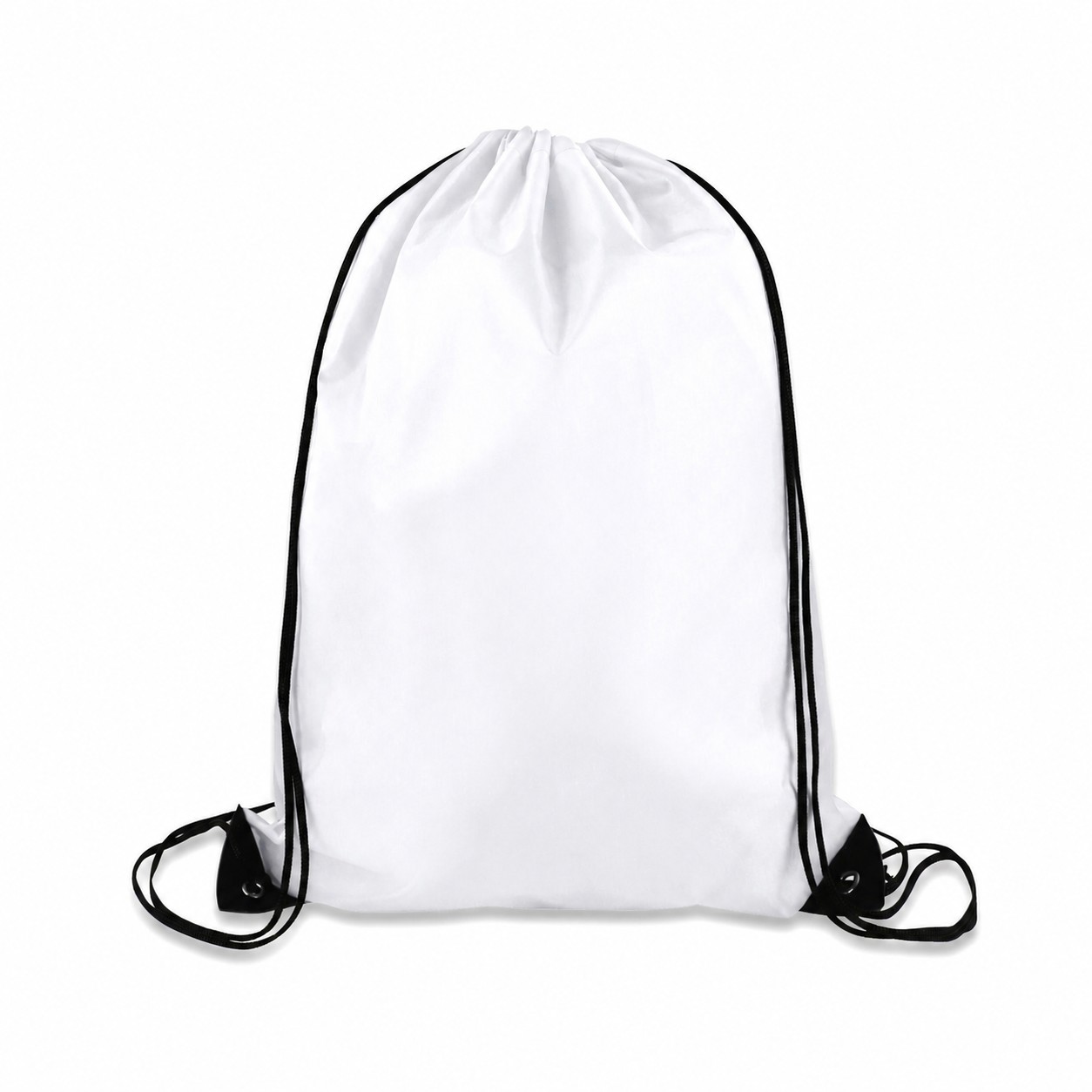Reinforcement Trim Drawstring Bag — White