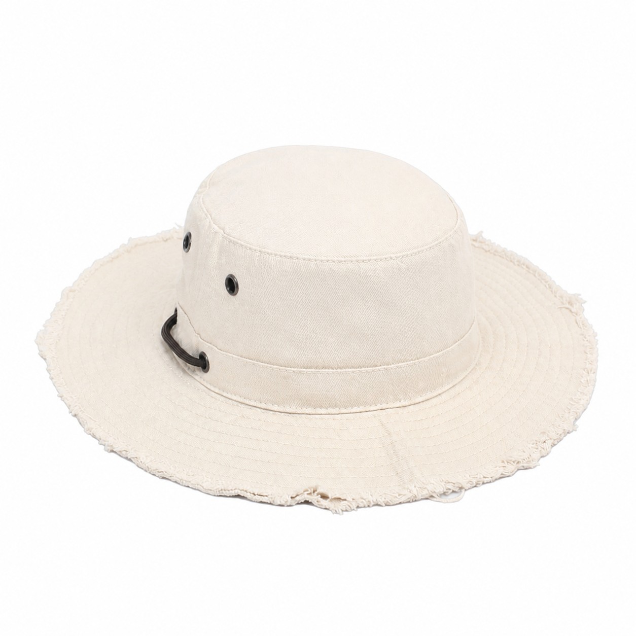 Cotton Frayed Boonie Sun Hat — Off White