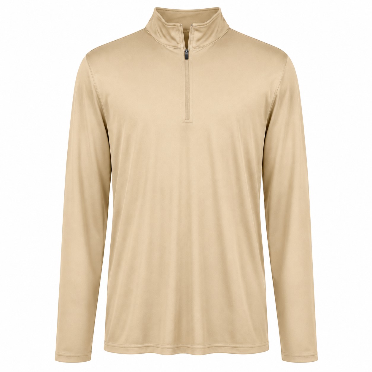 Men's Polyester Quarter Zip Team Pullover — Tan Beige