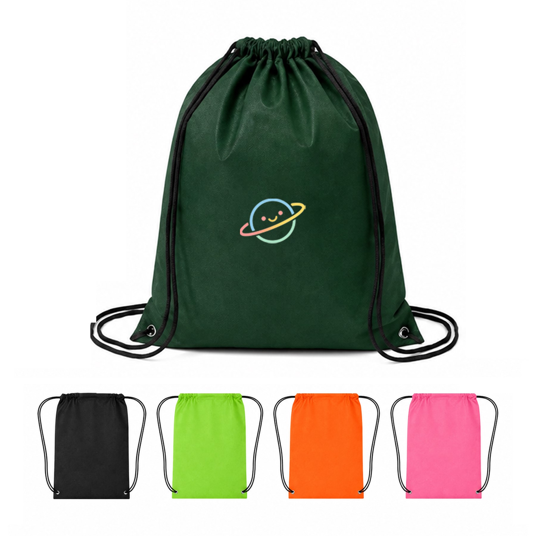 Corner Grommet Polyester Drawstring Backpack — view 1