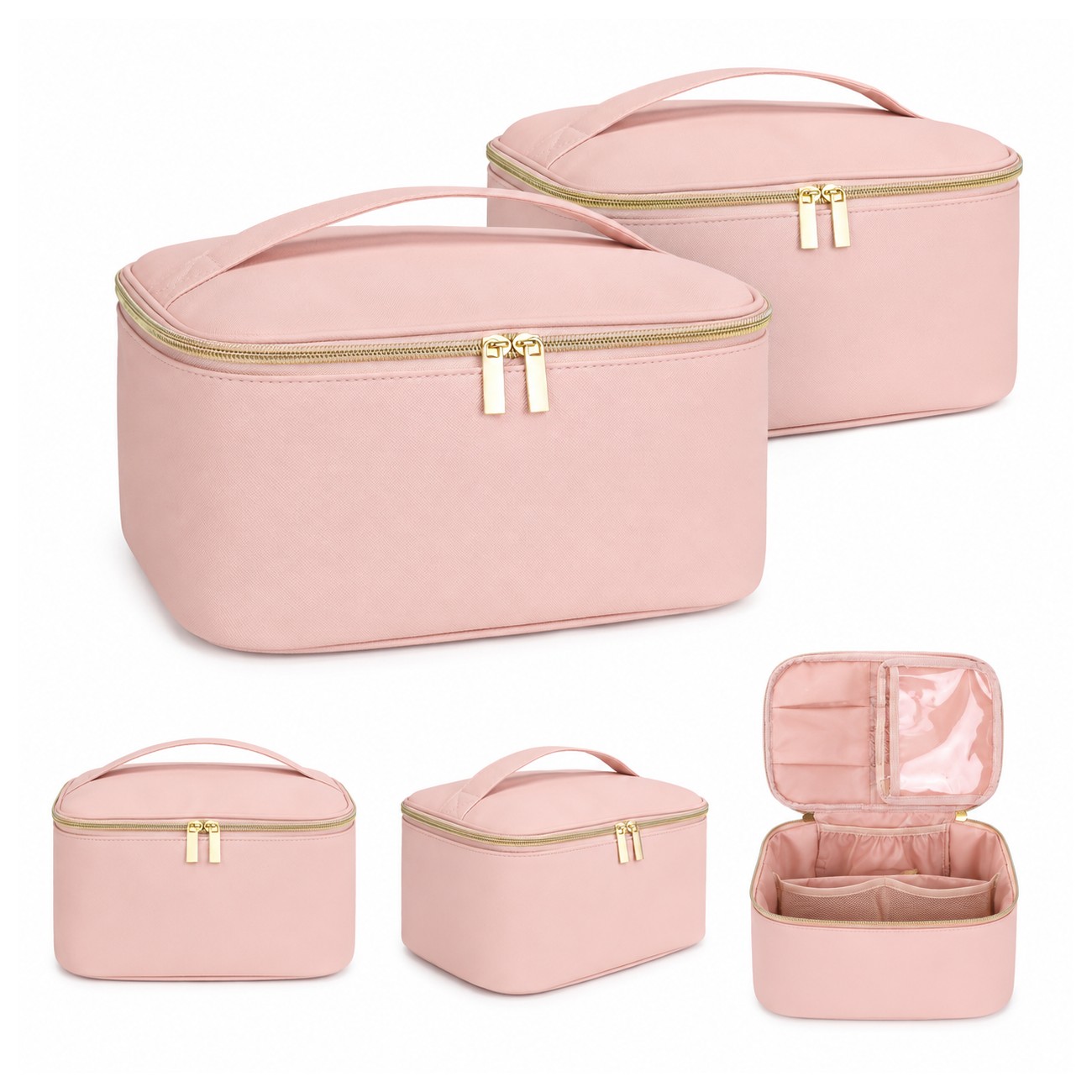 PU Leather Reinforced Handles Makeup Bag