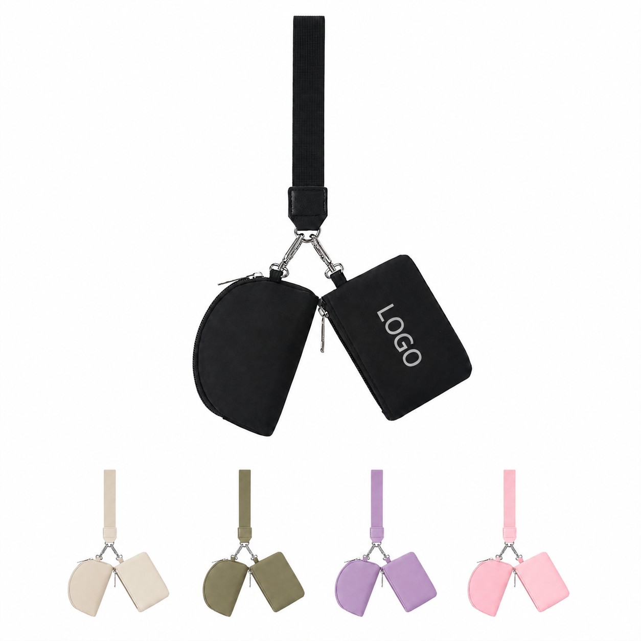 Dual Compartment Polyester Wristlet Wallet