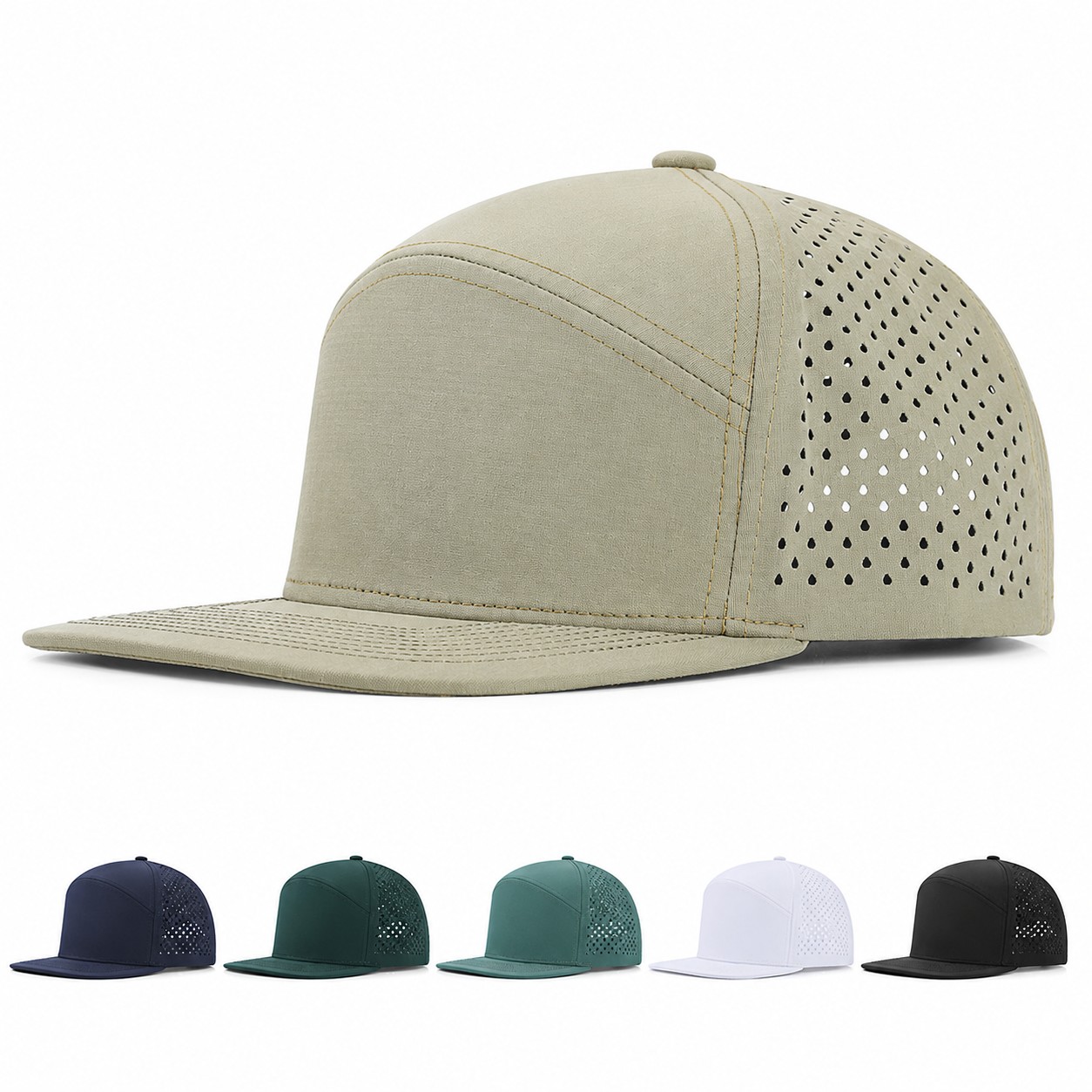 Polyester Flat Brim Snapback Cap