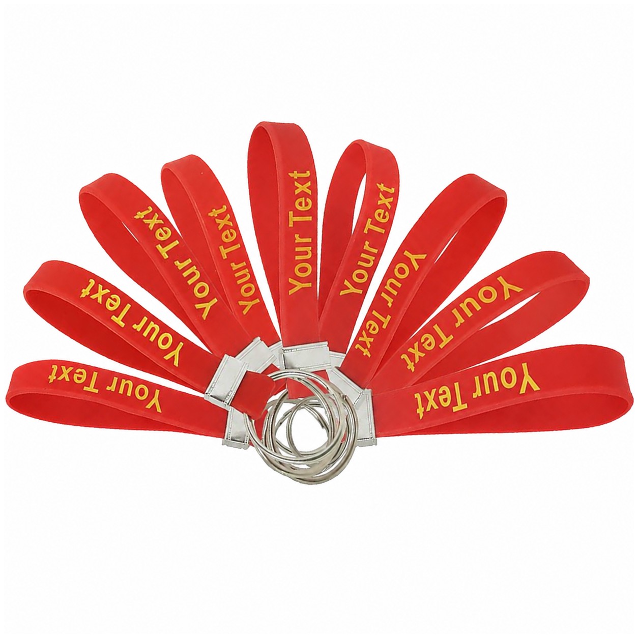 Silicone Loop Keychain Wristband — Red