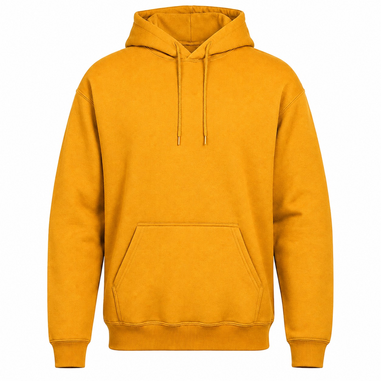Cotton Polyester Blend Pullover Hooded Sweatshirt — Gold