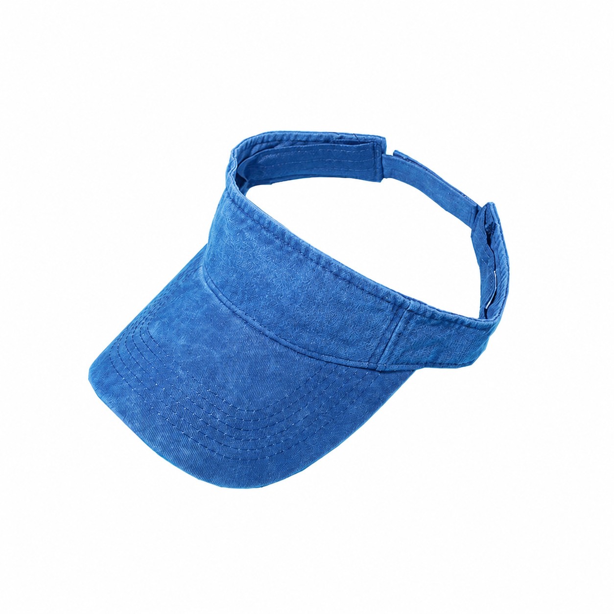 Polyester Adjustable Open Crown Visor — Denim Blue