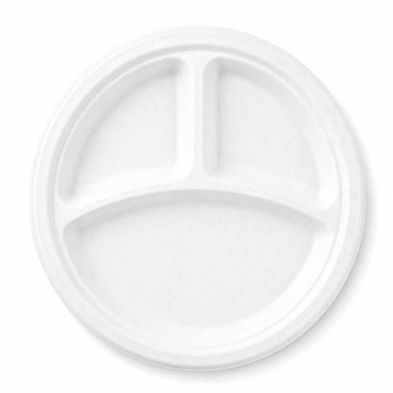 Round Sugarcane Paper Plates — White