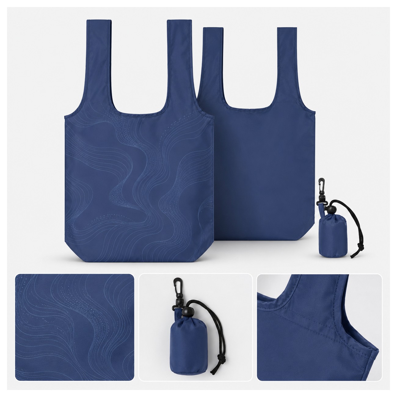 Structured Bottom Navy Blue Tote Bag