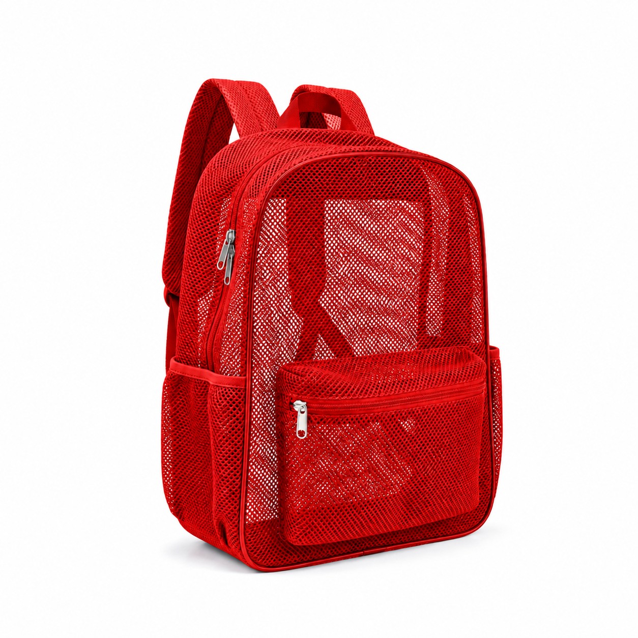 Mesh School Backpack With Adjustable Straps — Red