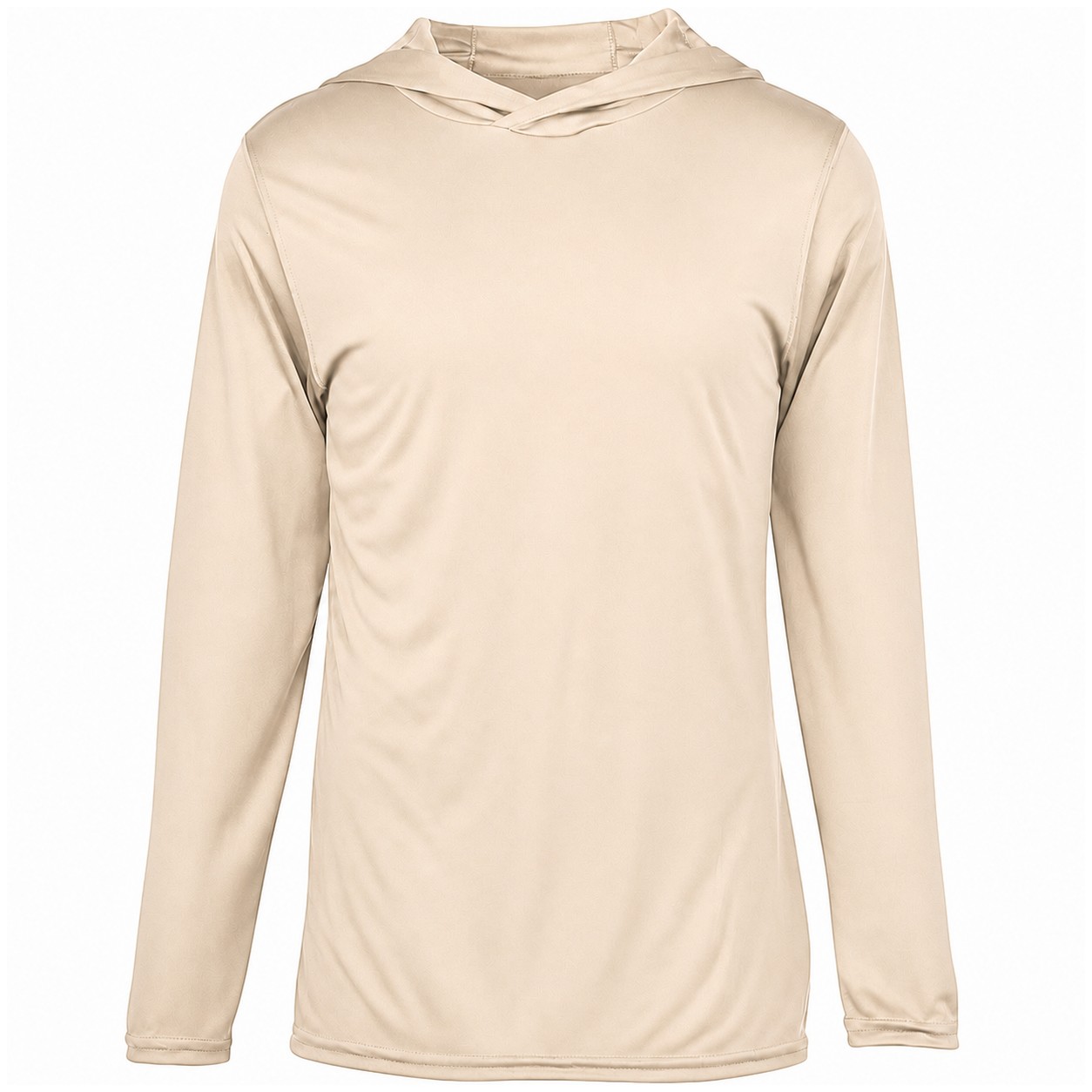 Polyester Hooded Long Sleeve Tee — Beige