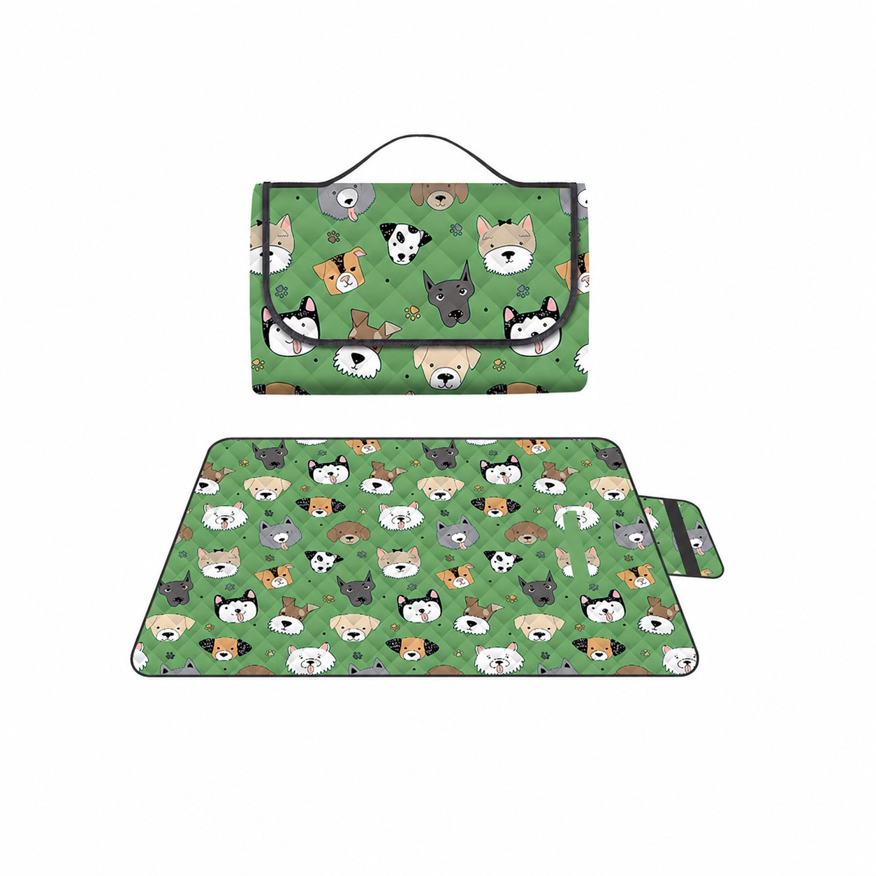 PEVA Picnic Blanket With Carry Flap — Green