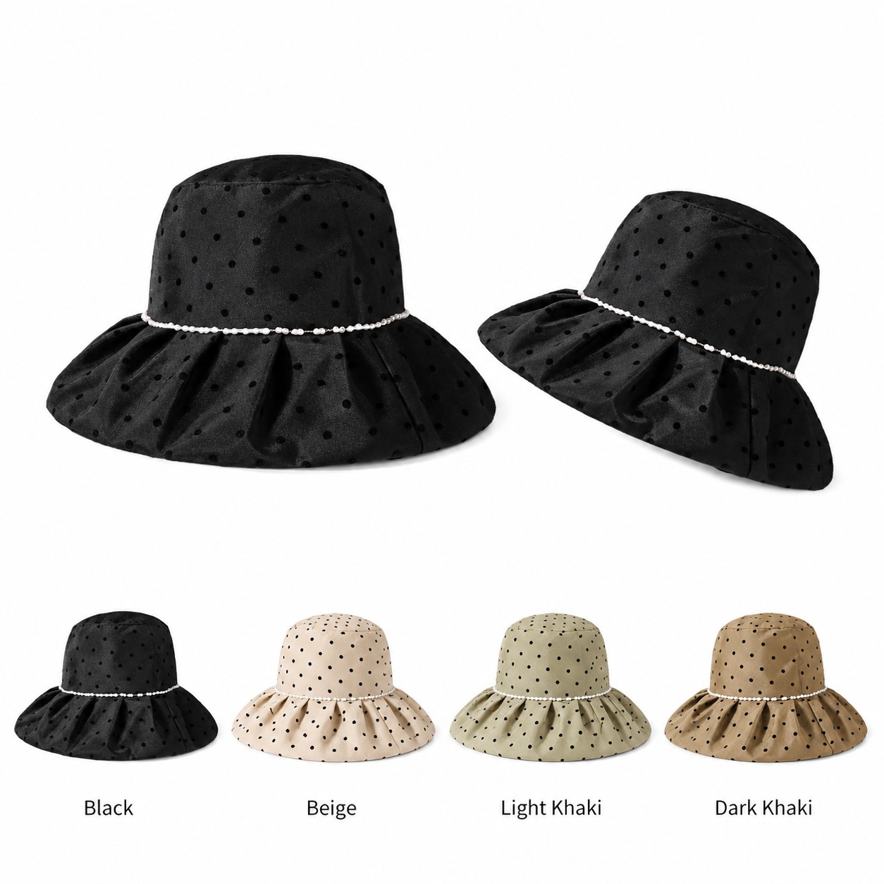 Cotton Blend Pearl Bucket Hat