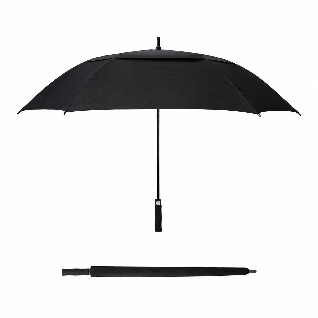 Square Vented Golf Umbrella — Black