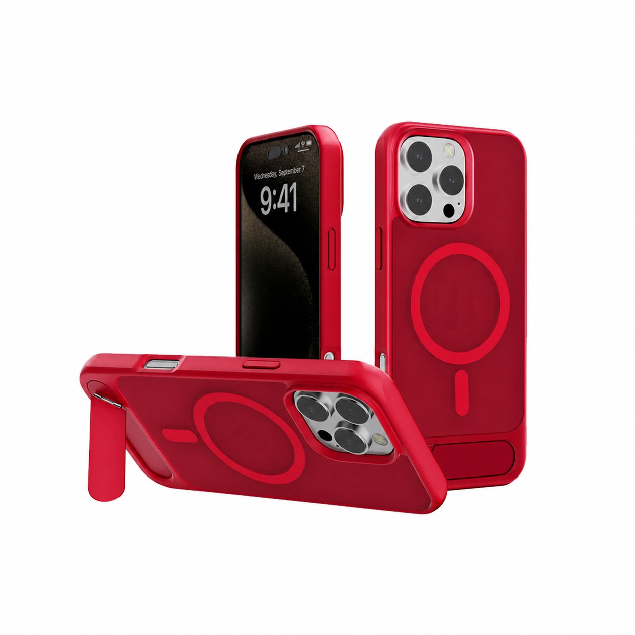 Magnetic TPU Phone Case Stand — Red