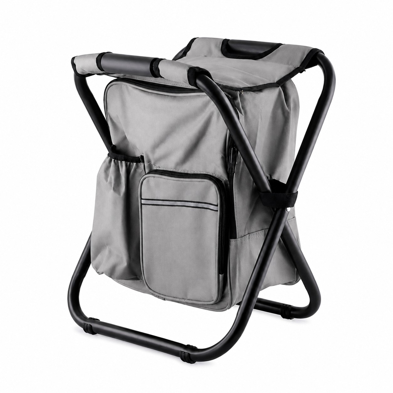 Insulated Backpack Folding Camp Chair — Nickel Silver