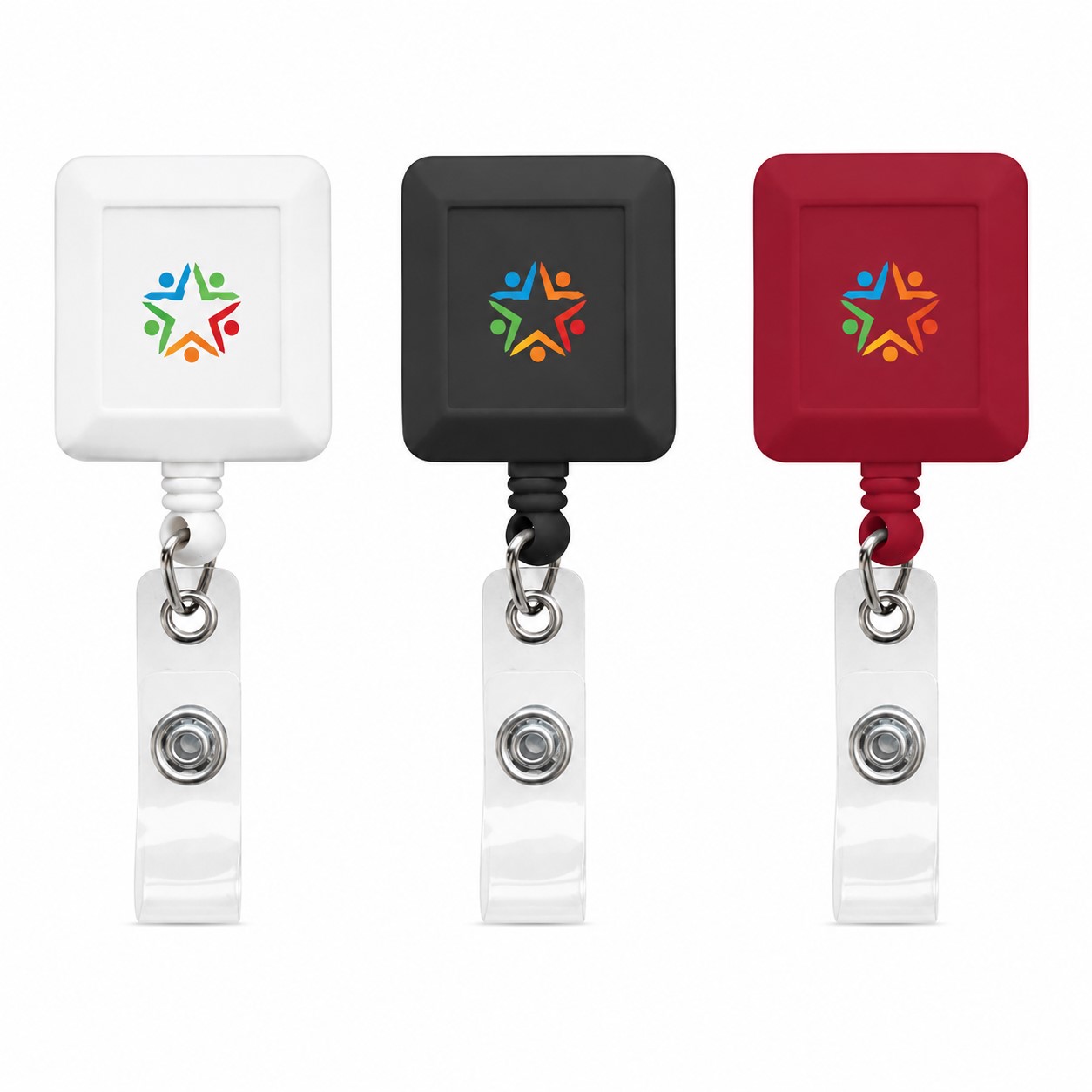 Square ABS Badge Reel With Belt Clip — view 1