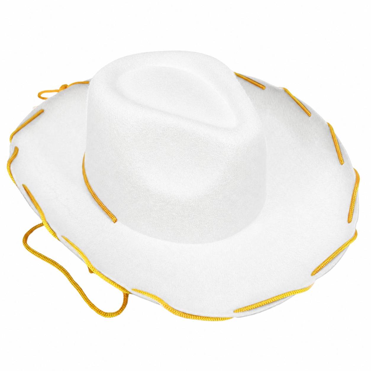 Drawstring Wool Cowboy Costume Hat — White