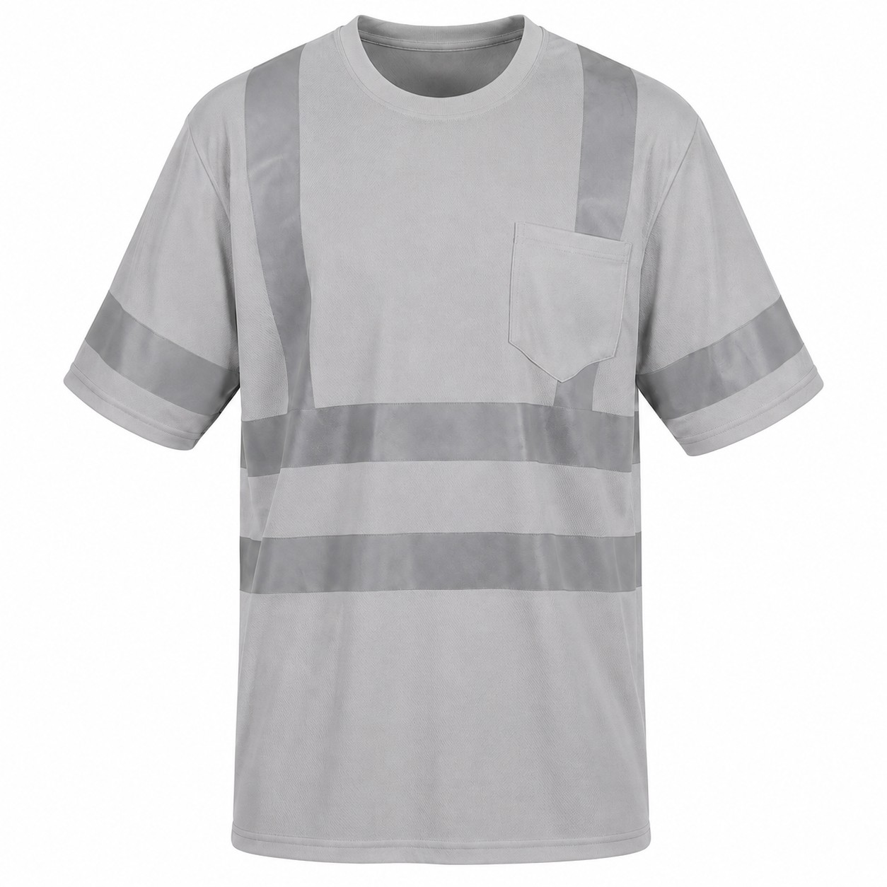 High Visibility Polyester Pocket Tee — Silver