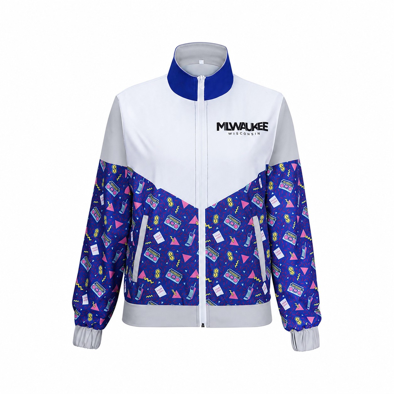 Retro Full Zip Track Jacket — Silver