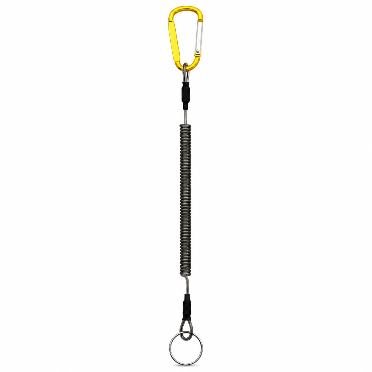 Metal Coil Keychain With Carabiner Clip — Yellow