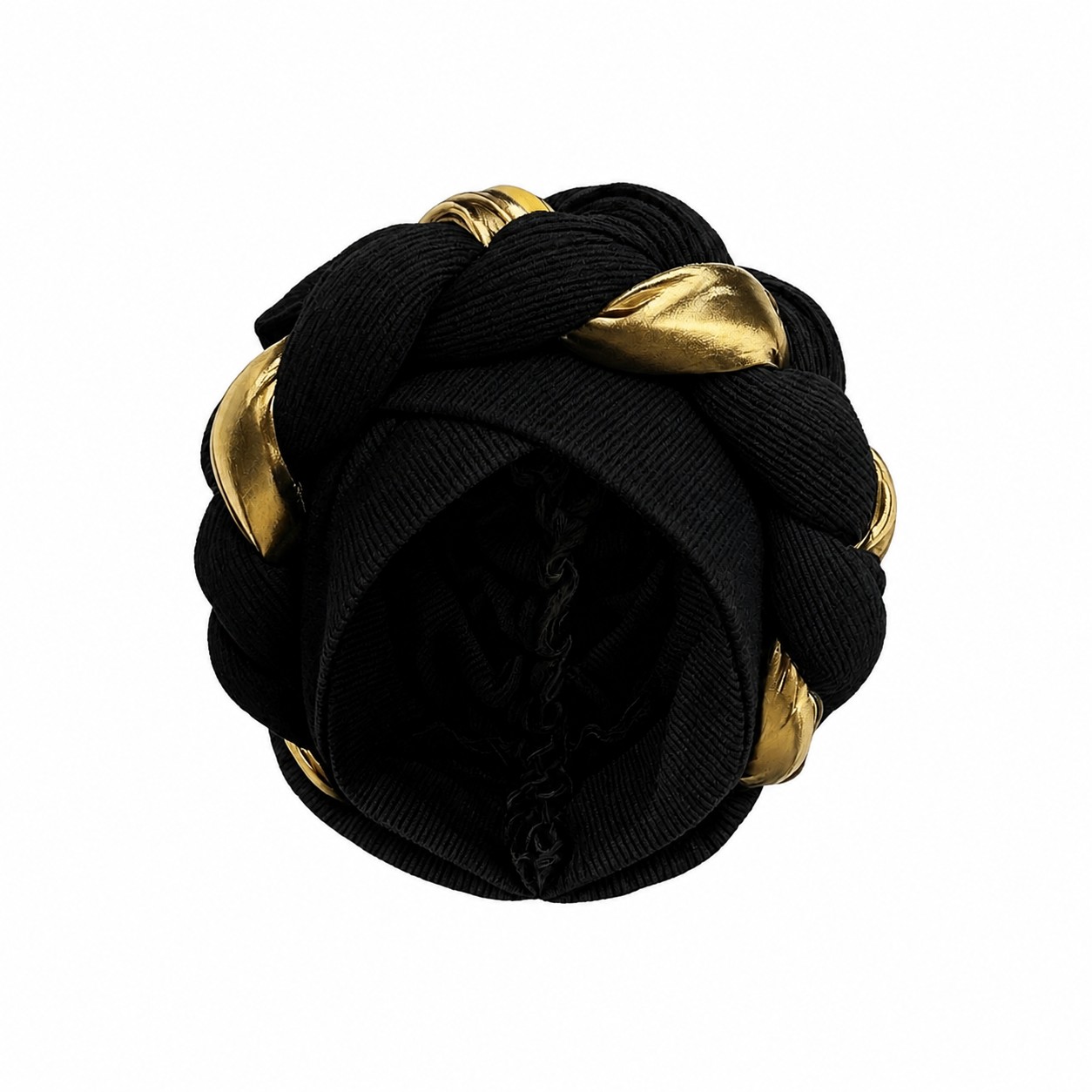 Cotton Color Block Turban Headwrap — Black