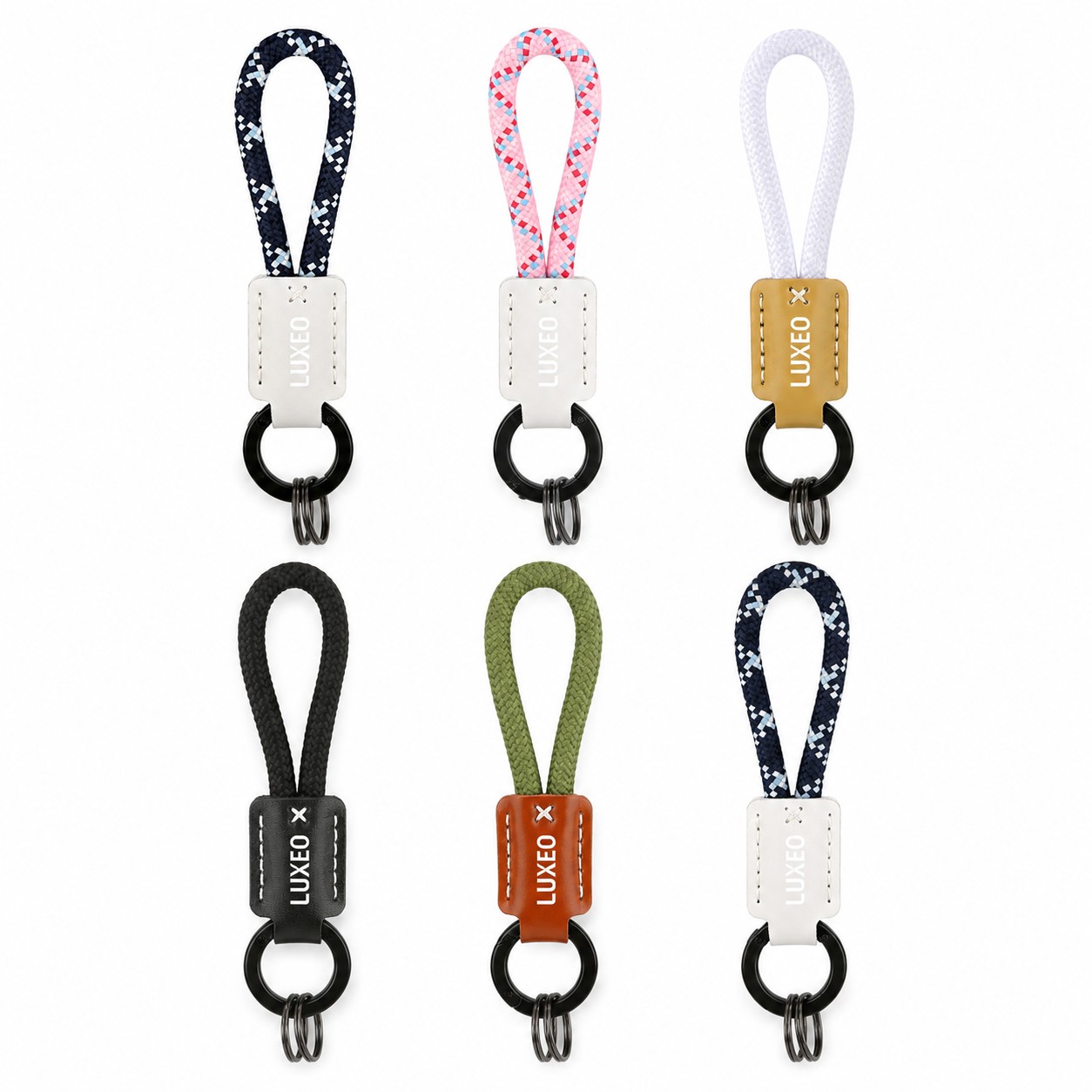 Braided Rope Leather Keychain